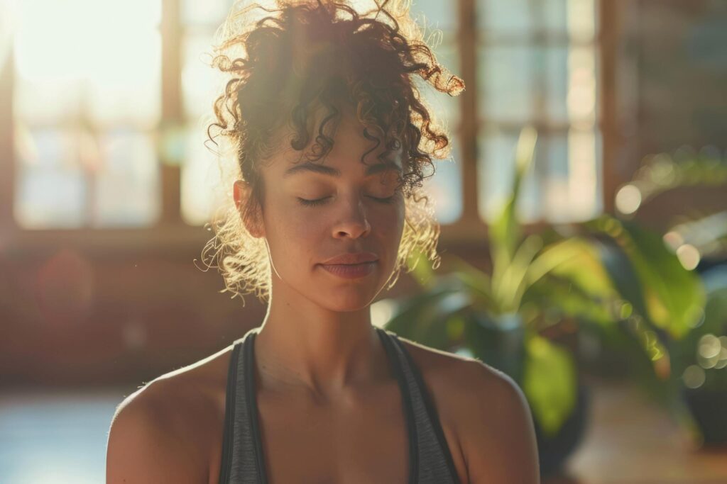 A girl with curly hair is dealing with anxiety.